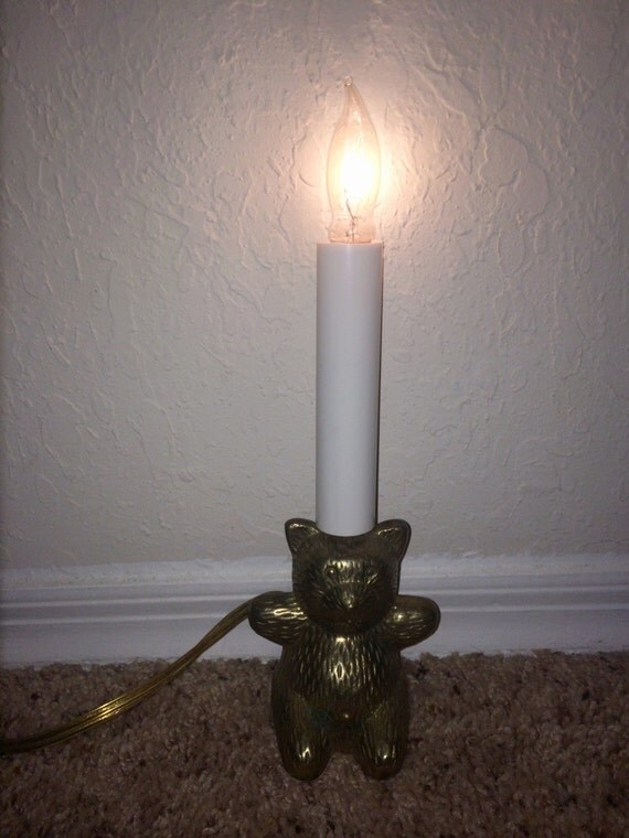 Vintage Brass Teddy Bear Night Light / Lamp by VintageVarage