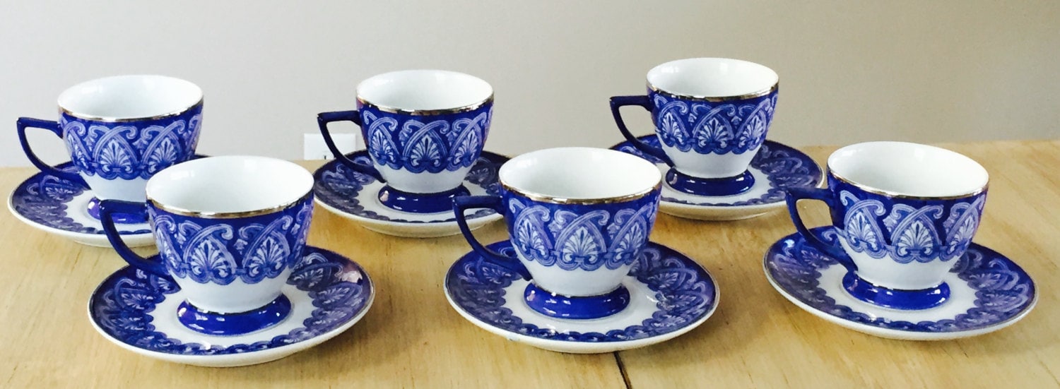 Blue White Bombay Heritage Art Nouveau Tea Cup by LalasCollections
