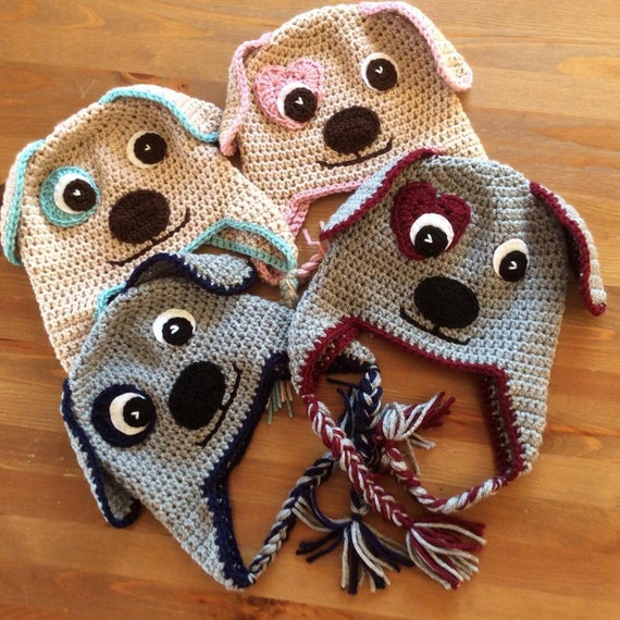 Items similar to Puppy Love Crochet Hat / Kids Crochet Dog Hat