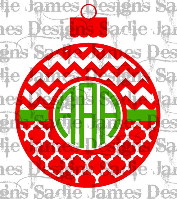 Download Christmas Monogram Frame Ornament with Chevron and Quatrefoil