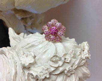 Genuine Pink Sapphire Blooming Flower Ring