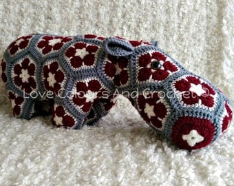 XL African Flower Hippo Stuffed Animal Toy Crochet