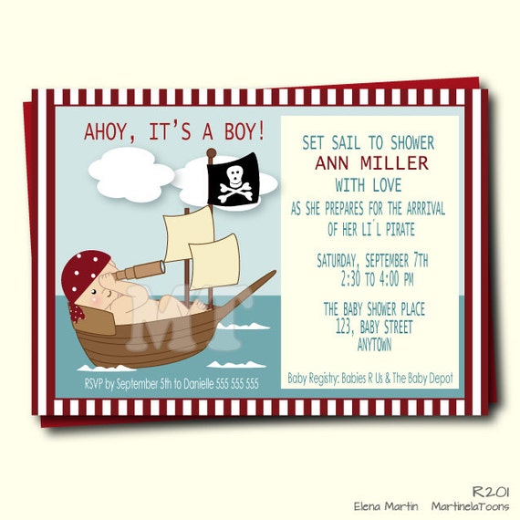 Pirate Themed Baby Shower Invitations 2