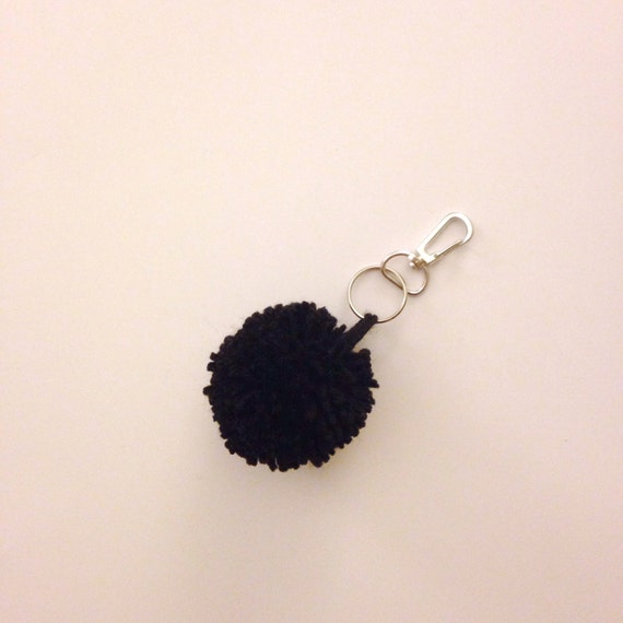 pom large pom keychain Pom on Black by Jet Keychain Hautepinkfluff Large Etsy Pom