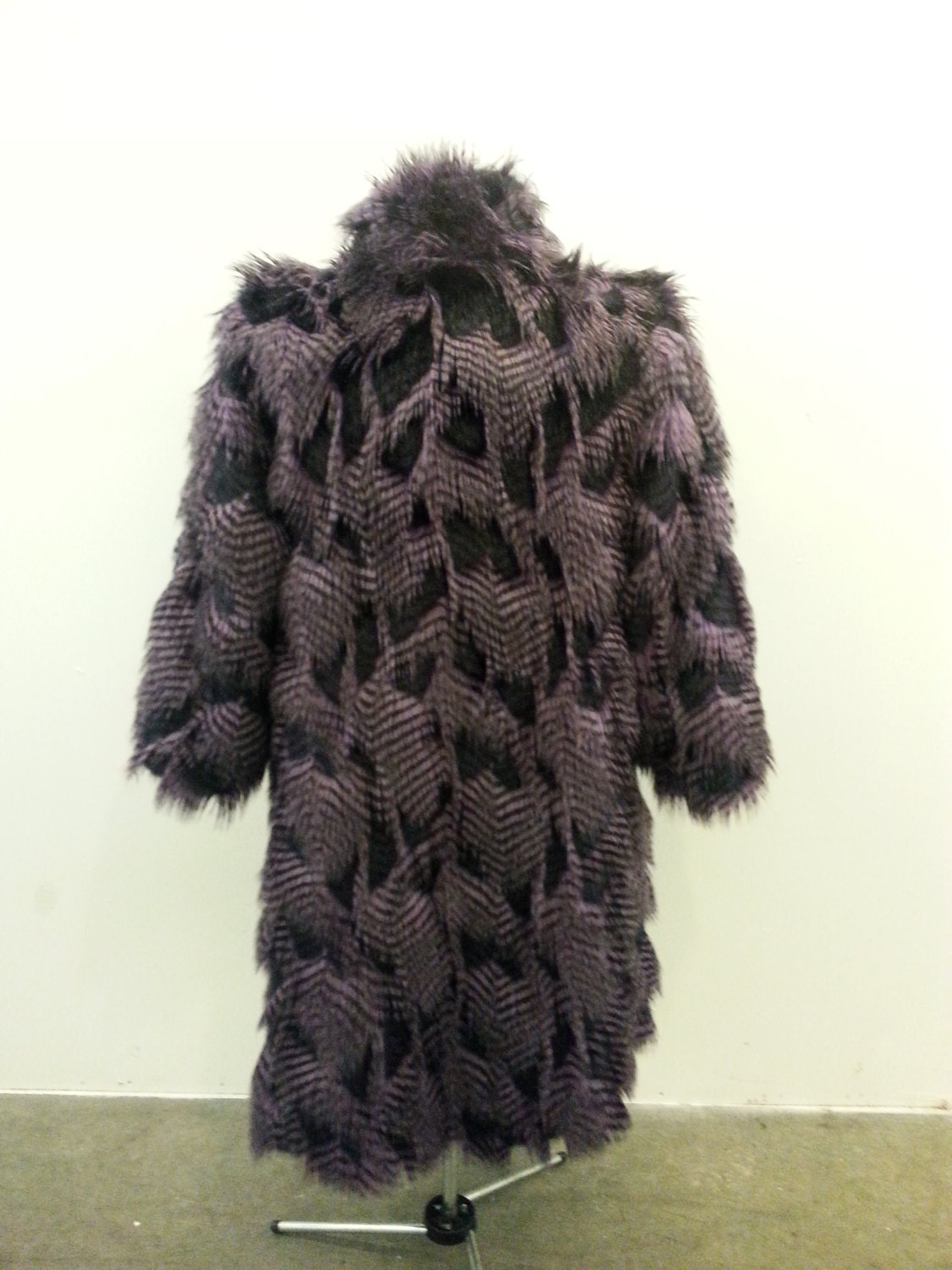 Full Length Purple Faux Fur Feather Coat by FabulouslyFunCoats
