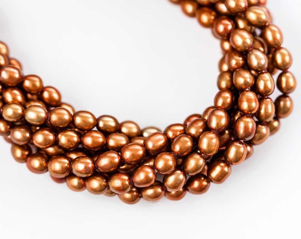 10771_Copper pearls 56 mm Gold brown pearls Natural pearls