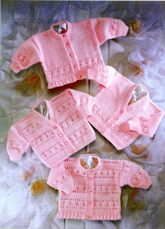 girls /baby cardigans 4 ply knitting pattern 99p