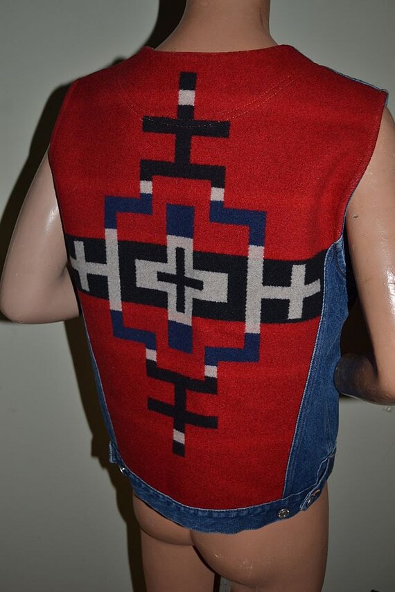 Vintage 1970's Pendleton Jean Wool Aztec Vest Country