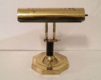 Vintage Brass and Marble Lamp, Solid Brass Bankers Lamp, Vintage Brass Desk Lamp