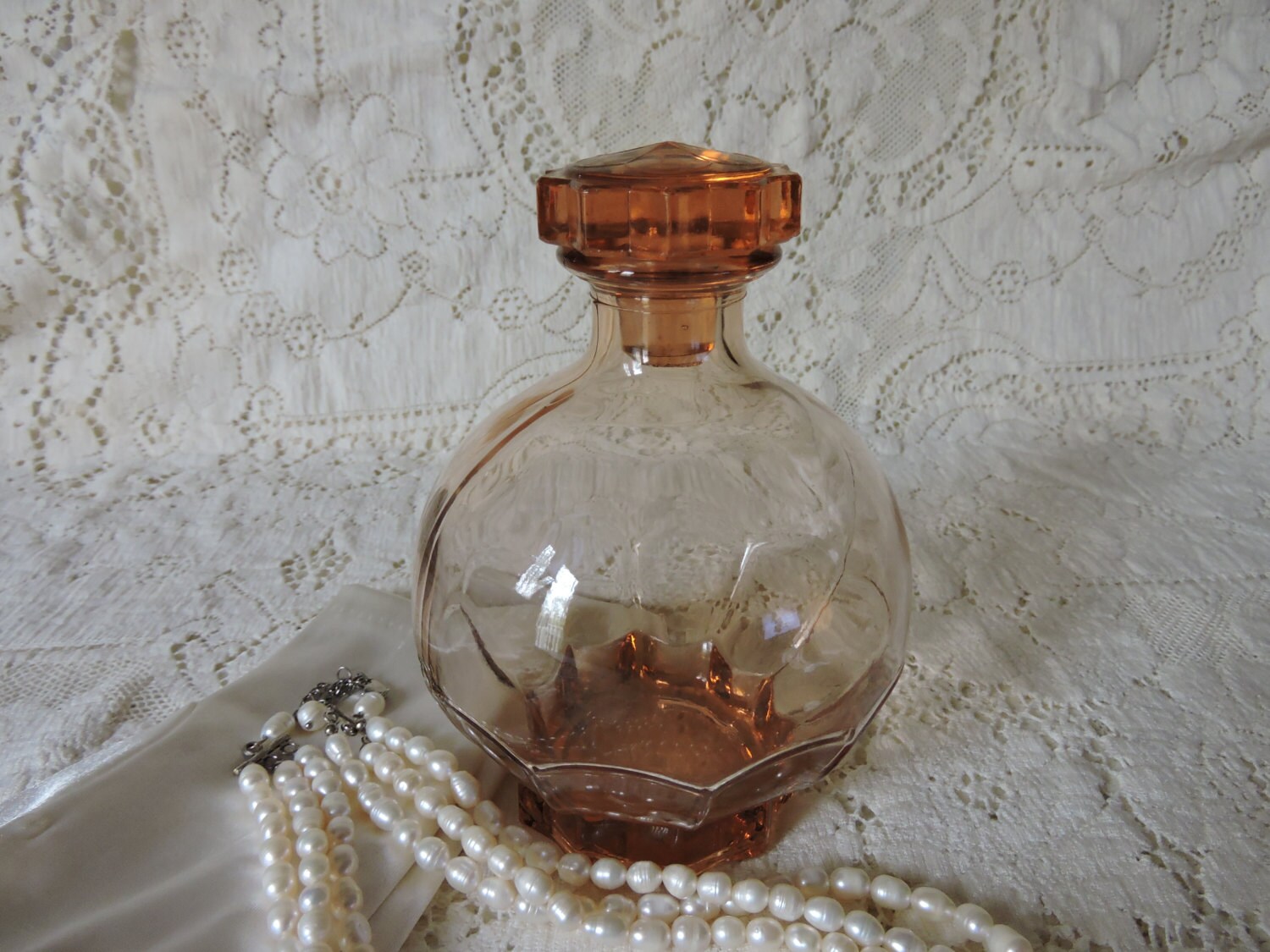 Pink Depression Glass Decanter Elegant 1930s1950s