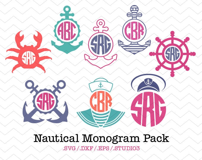 Download Nautical Circle Monogram Frames Pack SVG DXF EPS Studio3