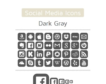 Dark Gray Social Media Icons