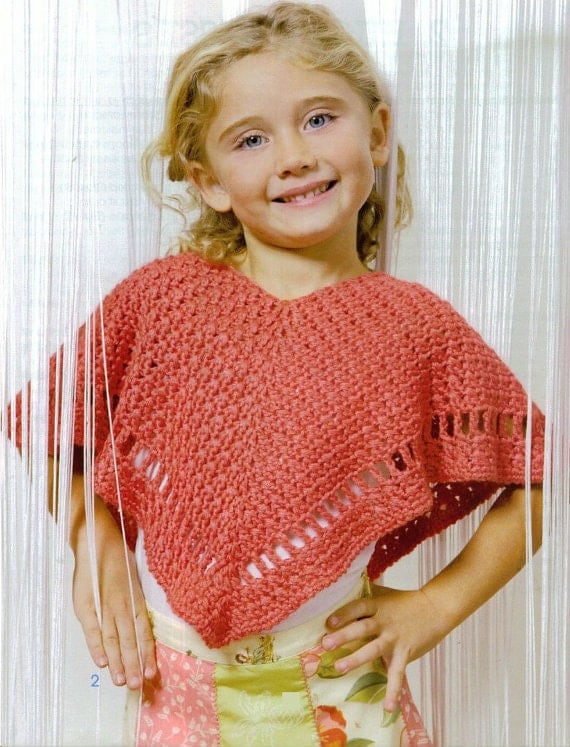 Crochet Poncho Vintage Pattern Toddler sleeveless sun beach