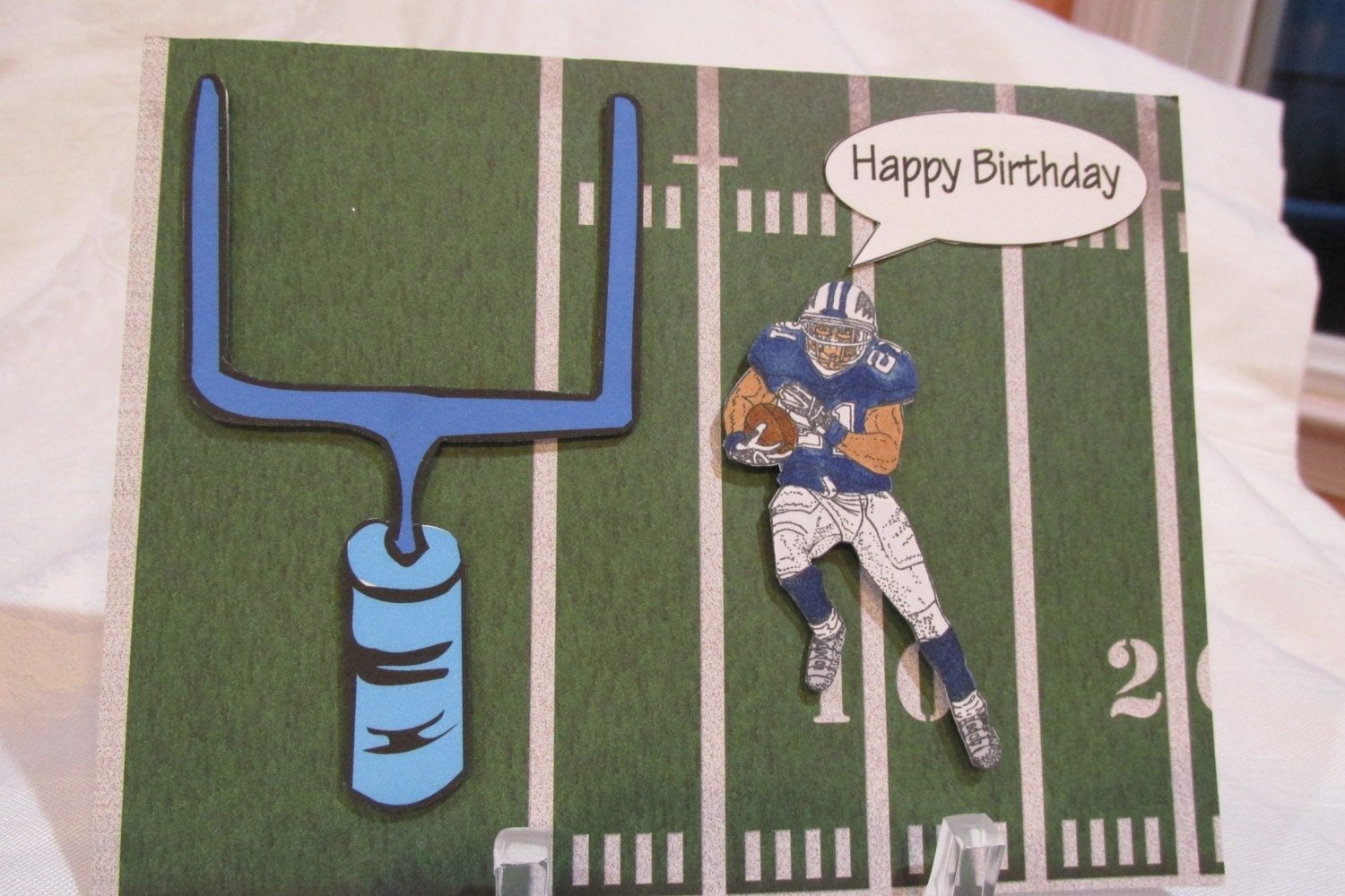 Football Player Birthday Card running for goal Happy