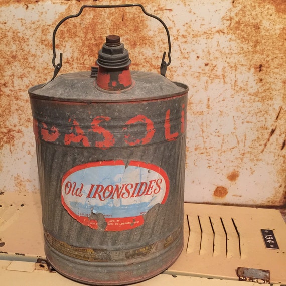 Items similar to Old ironsides 1950's 5 gallon metal gas can. on Etsy