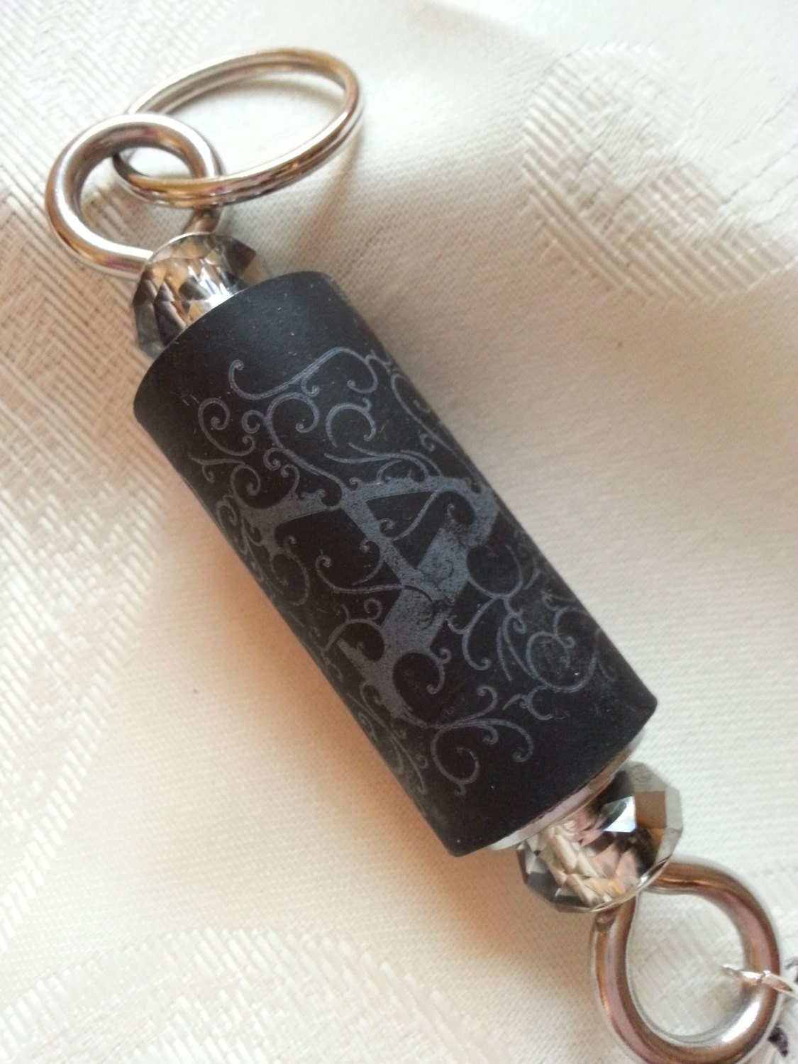Unique Black Wine Cork Keychain