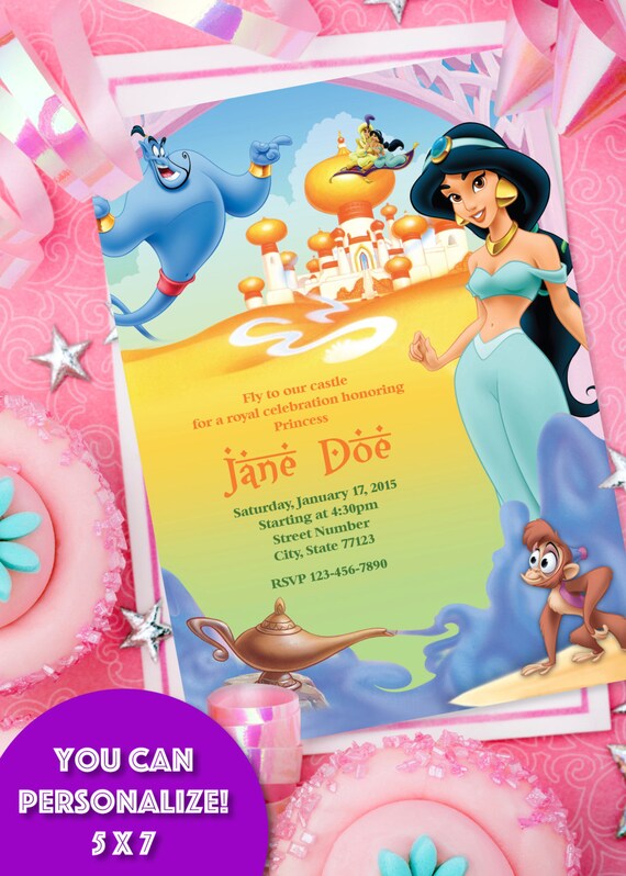 Princess Jasmine Invitation Aladdin Party by HooplaInvitation