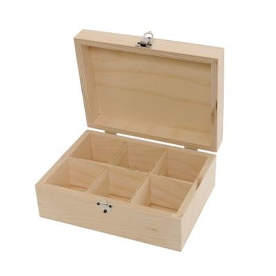 Unfinished wooden box 6 compartments wood by TooBeautifulThings