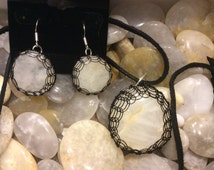 ... wrapping white Beach agate necklace earrings set - Topsail Island NC