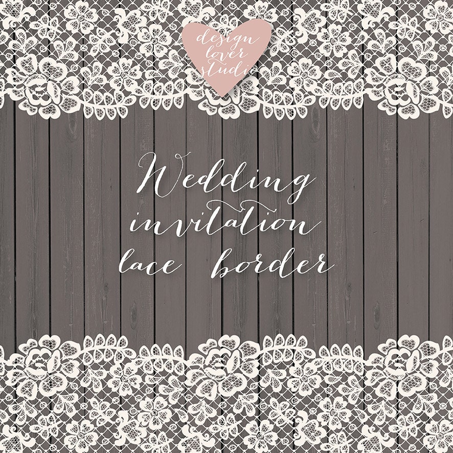 Lace border rustic Wedding invitation border by designloverstudio