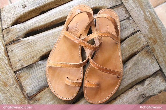 Items similar to Greek Sandals in Natural Leather. All time classic ...