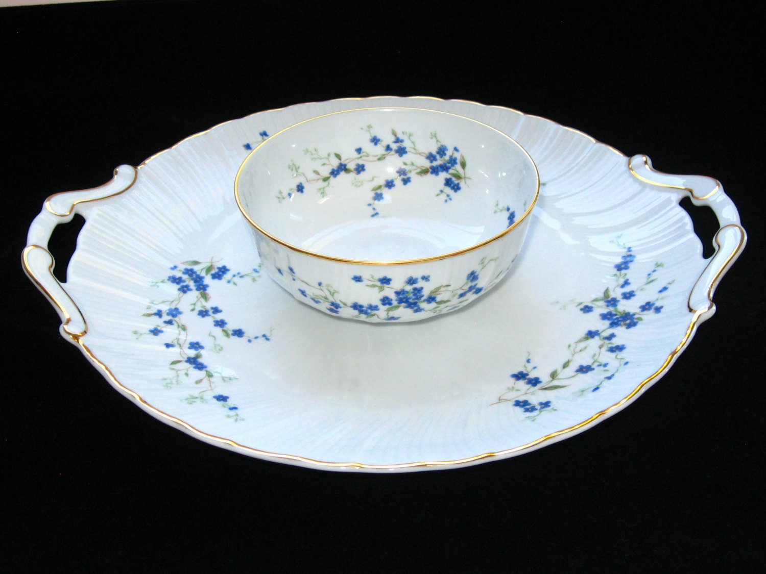 Bernardaud Limoges Myosotis Chip and Dip French Porcelain