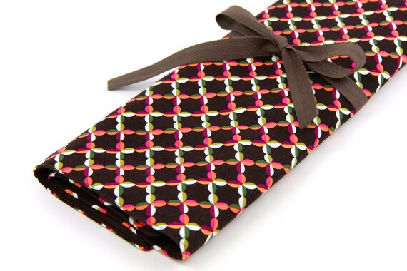 Large Knitting Needle Case - Beatrice - 30 brown pockets for straights, circulars, dpns and notions