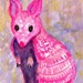 Pink Armadillo Watercolor Painting ACEO Original, animal illustration