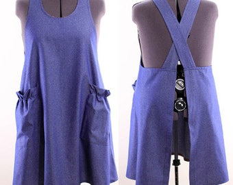 Plus Size No Ties Apron in Denim, make it your kitchen apron, no ties