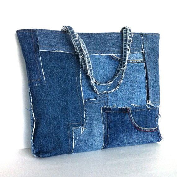 blue jean tote bag