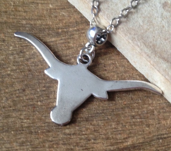 Silver Longhorn Necklace Texas Longhorn by CombustionGlassworks