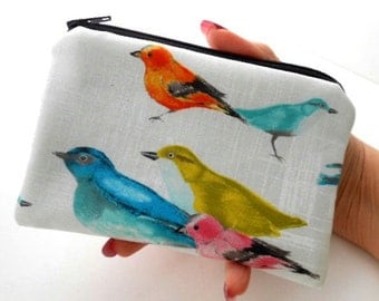Little Zipper Pouch ECO Friendly Padded Coin Purse Elegant Flutter Birds