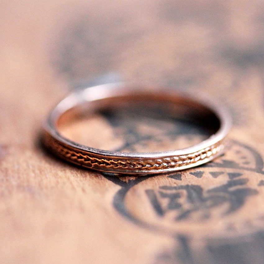Braided rose gold ring Rose gold wedding band thin by