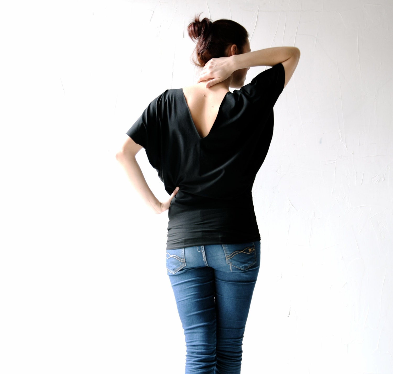 Black Top Tunic top Yoga clothes Dolman top Maternity