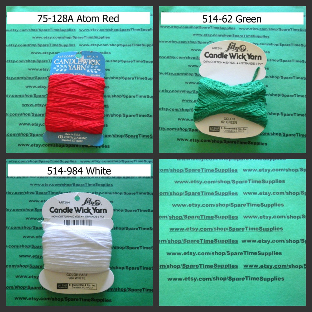 Candle Wick Yarn Thread assorted colors 1 pkg