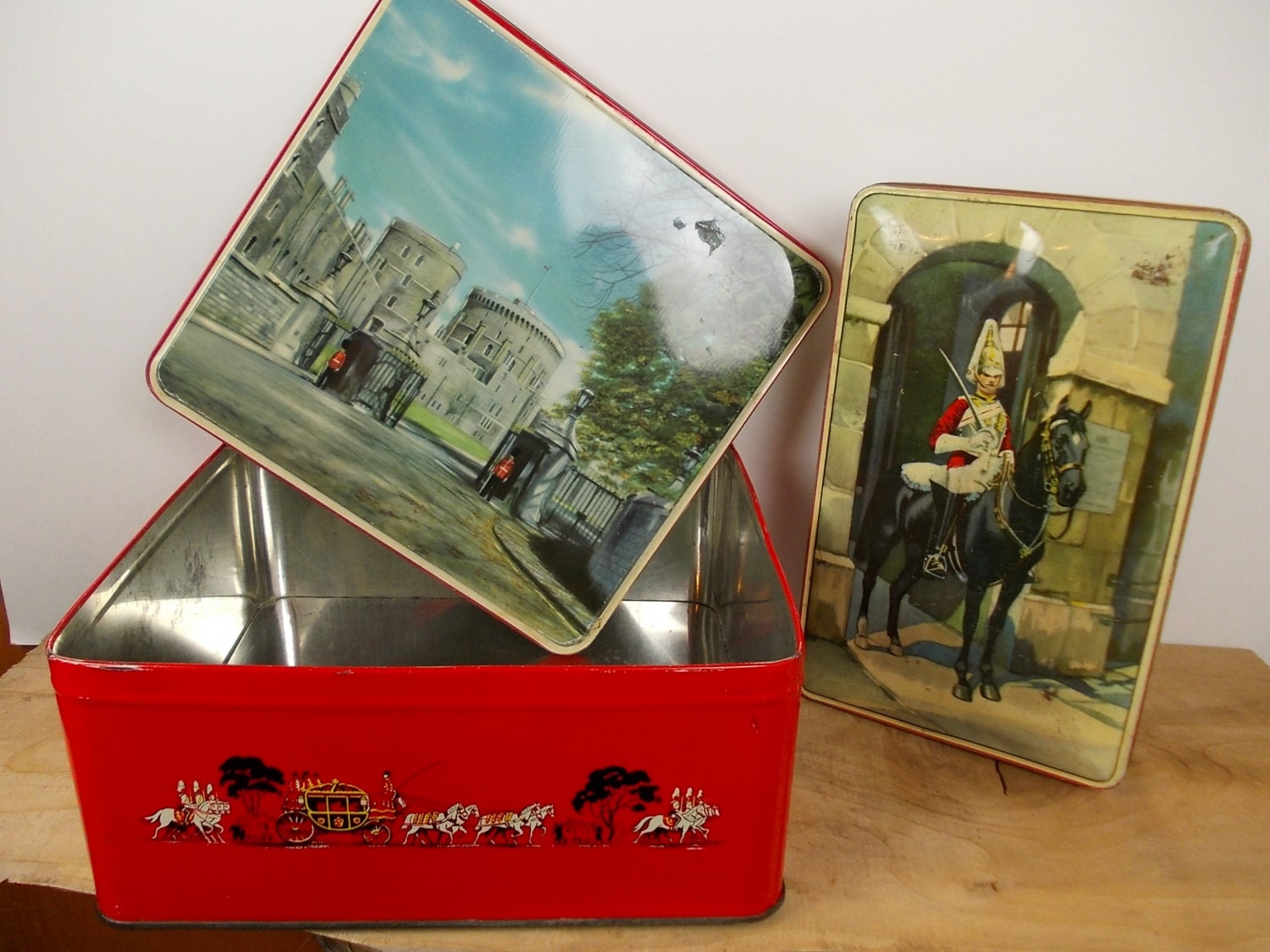British Biscuit Tins, Vintage Cookie Tins, Lithograph Printed Biscuit