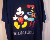 Vintage 90s Mickey Mouse tee shirt / Disney t shirt  / mens Oversized / blue XL / Florida