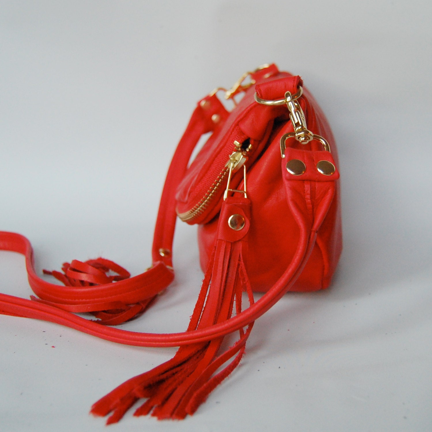 Small Alberta leather bag in red by valhallabrooklyn on Etsy