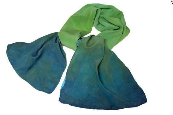 Items similar to Recantangular silk scarf, Procion dyed, shibori resist ...