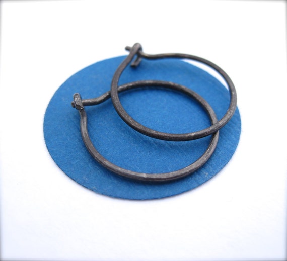 Black Hoops Black Hoop Earrings Oxidized Hoops Simple Black