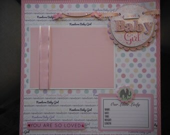28 Baby Girl Premade 12x12 Scrapbook Pages for new mom shower gift with Coordinating Album