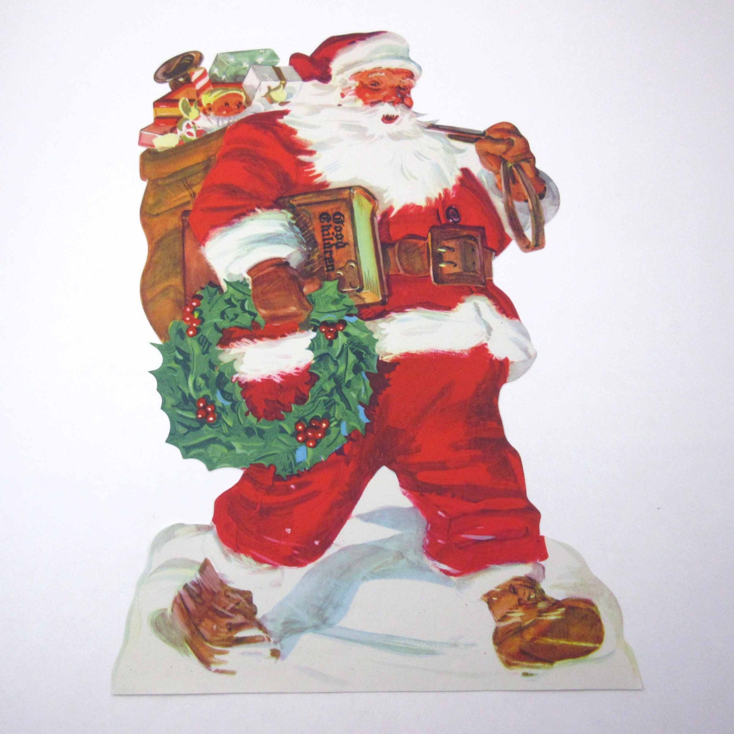 vintage christmas die cut lithograph of jolly santa claus with vintage christmas die cut lithograph of jolly santa claus with