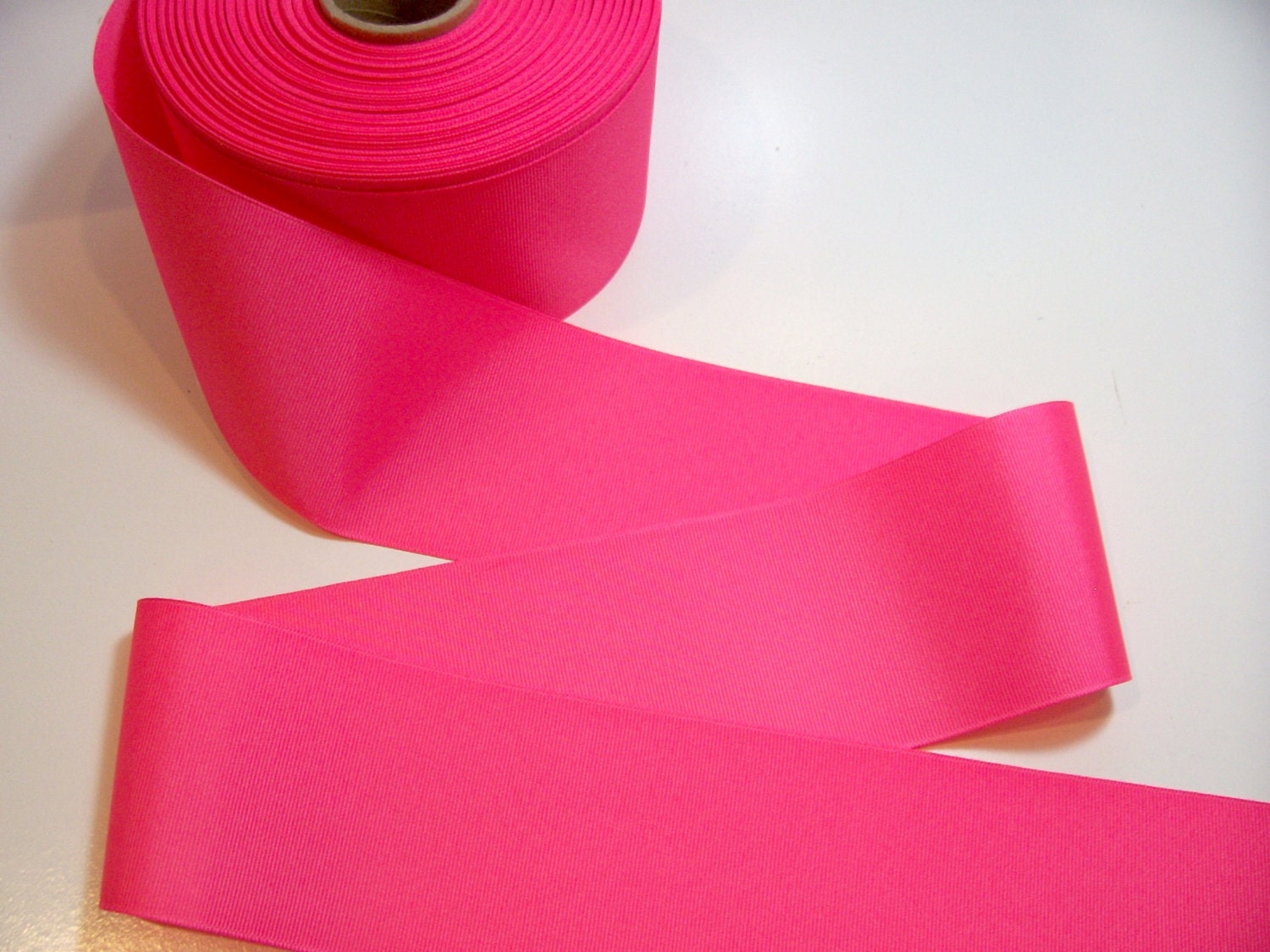 Wide Pink Ribbon, Neon Pink Grosgrain Ribbon 3 inches wide x 3 yards ...