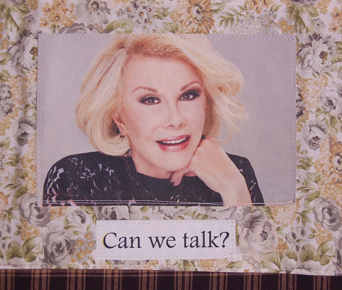 Joan Rivers tribute tea towel can we talk