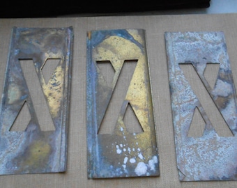 x - vintage brass stencil letter for altered art and crafting - stencil letter monogram