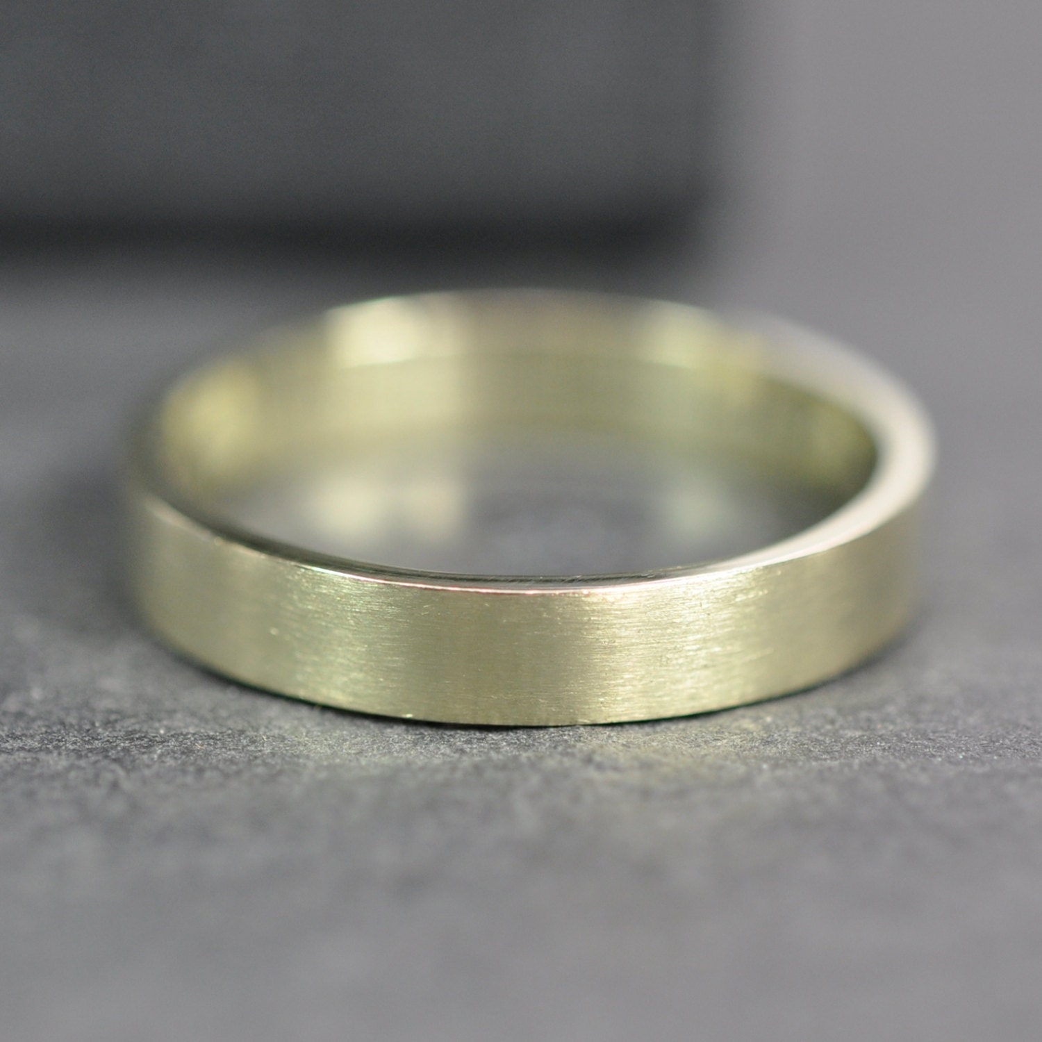 GREEN GOLD Ring 3x1mm Flat Edge Wedding Band or Fashion Ring