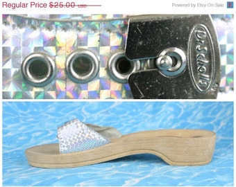 ... Sandals  Vintage Soft Grunge Color Changing Silver Rainbow Chunky