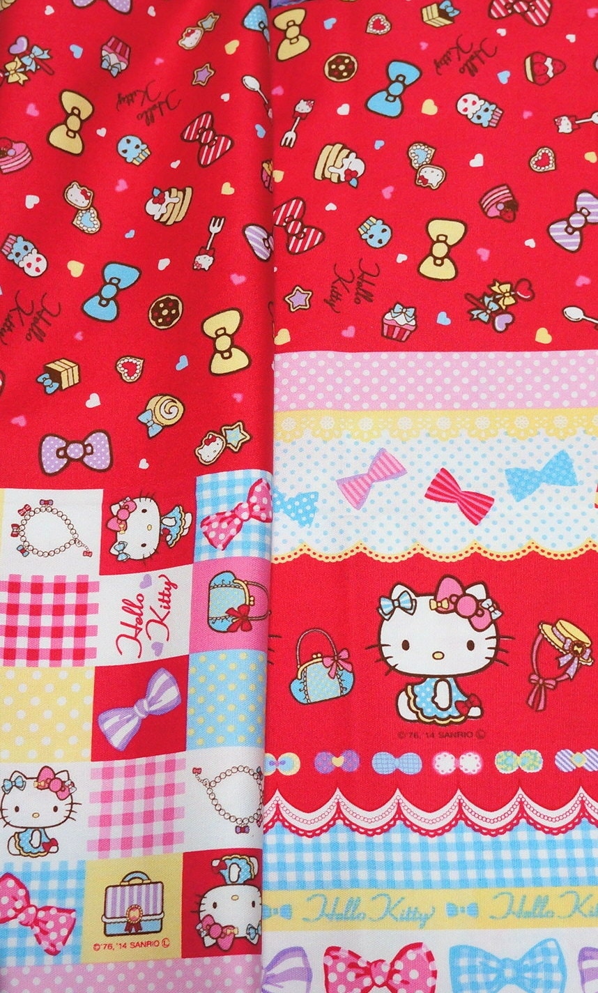 Hello Kitty Fabric Kitty and Heart 50cm x 106 cm by beautifulwork