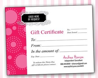 Custom Consultant Gift Certificate Postcard Template (pink) ...