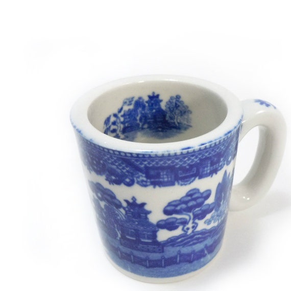 BLUE WILLOW Coffee Mug Flow Blue Restaurant Ware. Blue And